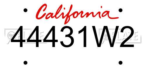 44431W2 California License Plate