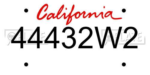 44432W2 California License Plate