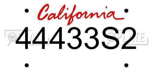 44433S2 California License Plate