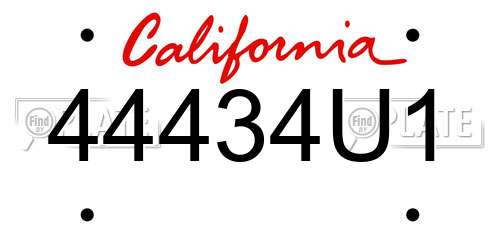 44434U1 California License Plate