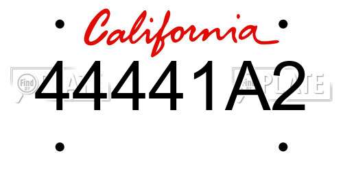 44441A2 California License Plate