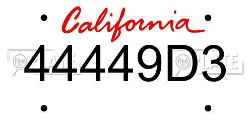 44449D3 California License Plate