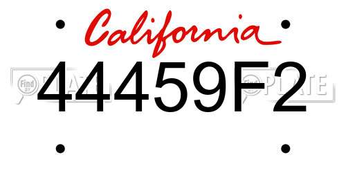44459F2 California License Plate