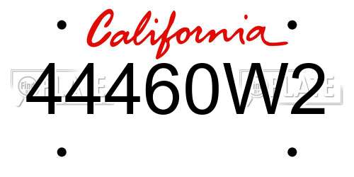 44460W2 California License Plate