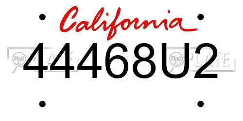 44468U2 California License Plate