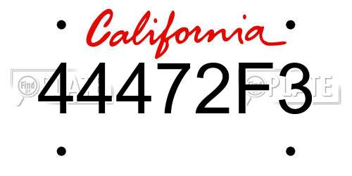 44472F3 California License Plate
