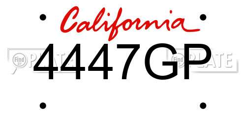 4447GP California License Plate