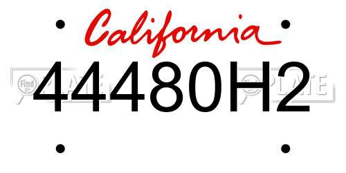 44480H2 California License Plate