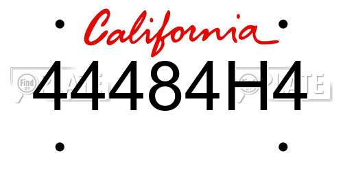 44484H4 California License Plate