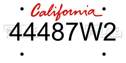 44487W2 California License Plate