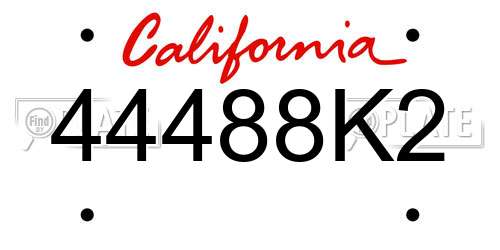 44488K2 California License Plate