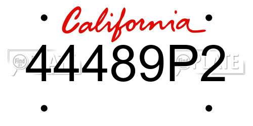 44489P2 California License Plate