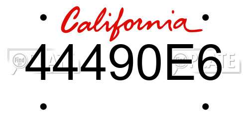 44490E6 California License Plate