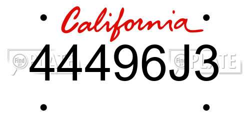 44496J3 California License Plate