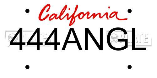 444ANGL California License Plate