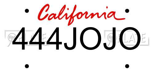 444JOJO California License Plate