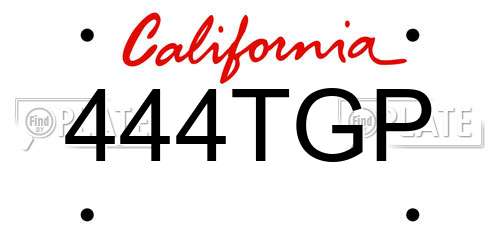 444TGP California License Plate