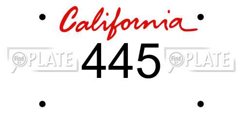 445 California License Plate