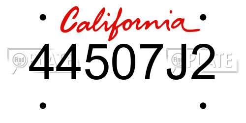 44507J2 California License Plate