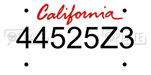 44525Z3 California License Plate