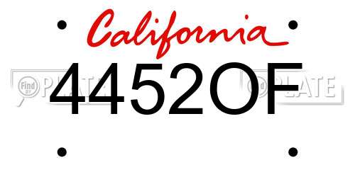 4452OF California License Plate