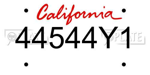 44544Y1 California License Plate