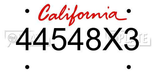 44548X3 California License Plate
