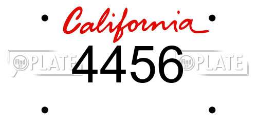 4456 California License Plate