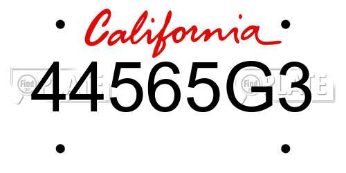 44565G3 California License Plate
