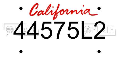 44575L2 California License Plate