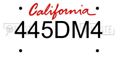 445DM4 California License Plate