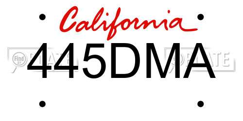 445DMA California License Plate