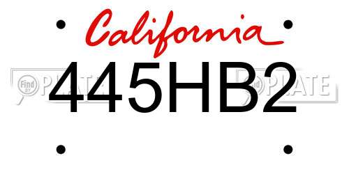 445HB2 California License Plate