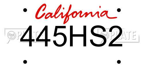 445HS2 California License Plate