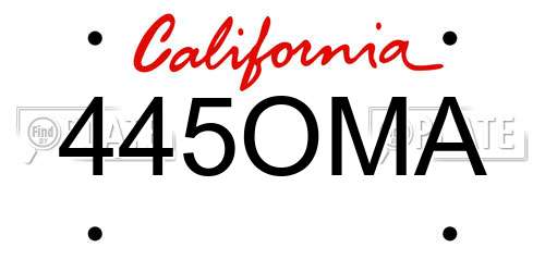 445OMA California License Plate
