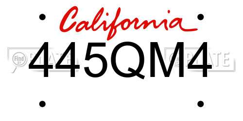 445QM4 California License Plate