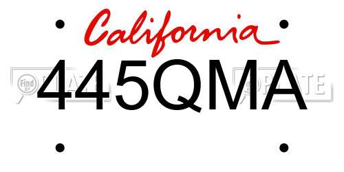 445QMA California License Plate