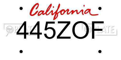 445ZOF California License Plate