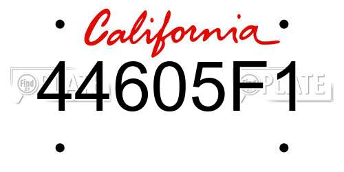 44605F1 California License Plate