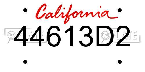 44613D2 California License Plate