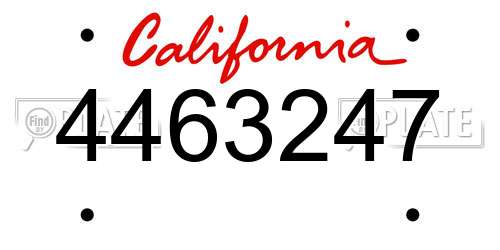 4463247 California License Plate