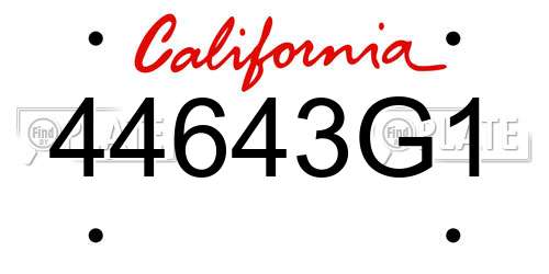 44643G1 California License Plate