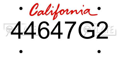 44647G2 California License Plate