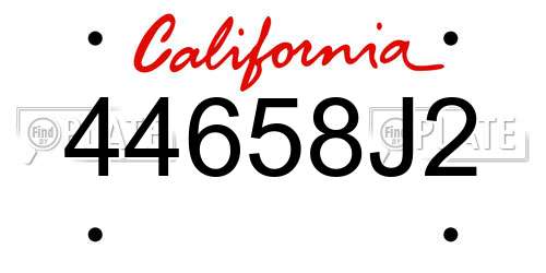 44658J2 California License Plate