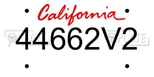 44662V2 California License Plate
