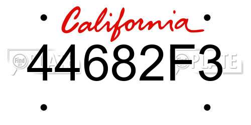 44682F3 California License Plate