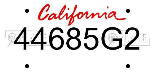 44685G2 California License Plate