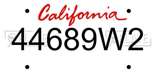 44689W2 California License Plate