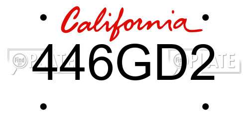 446GD2 California License Plate