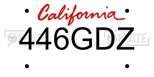 446GDZ California License Plate